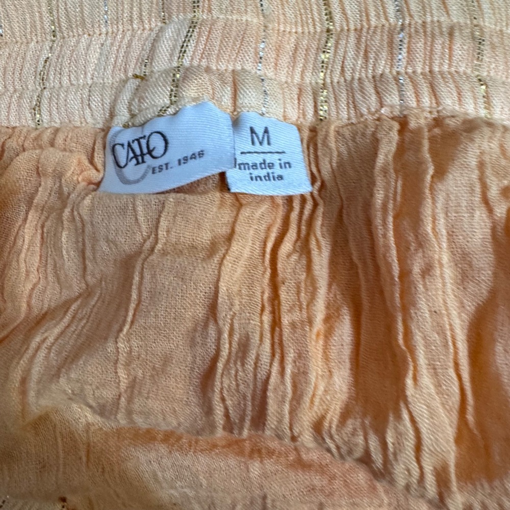 Cato Ombre Peasant Top Skirt Set M Orange Gold Metallic Boho Festival Blouse - Picture 13 of 15